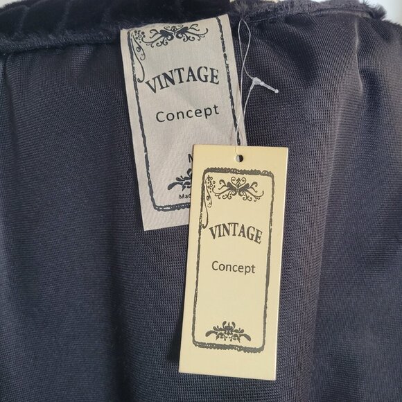 Vintage Concepts Faux Fur Poncho Cape Coat–Plush Ribbed Design, Black (Size M - Picture 8 of 12